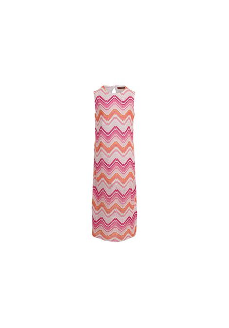 Abito Lungo in Misto Viscosa Motivo Chevron Rosa MISSONI KIDS | MW1B12-Q0073999AG